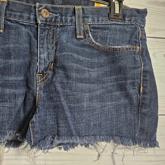 Gap long and lean cut-off dark wash denim shorts size 4R - Picture 2 of 5